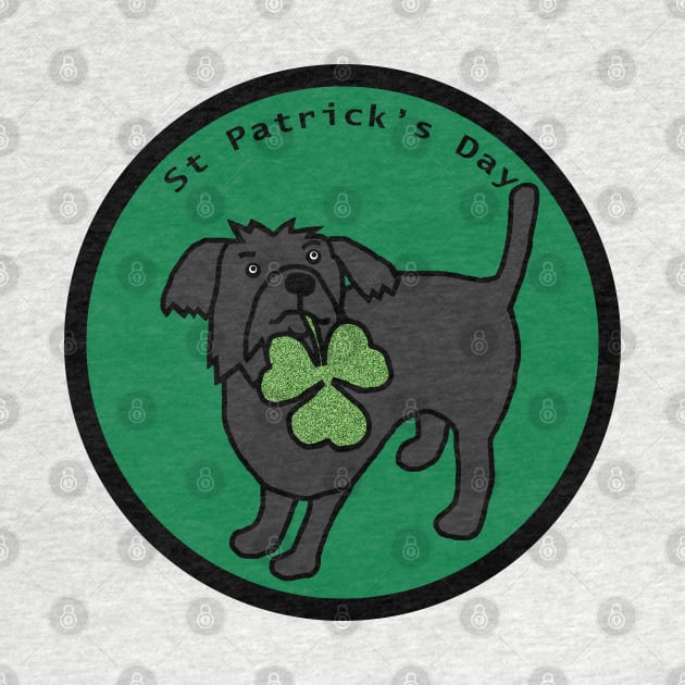 St Patricks Day with Cute Dog and Shamrock by ellenhenryart